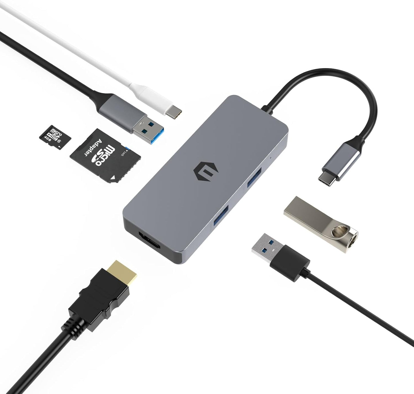 Tiergrade 7-in-1 4K 100W 3 3.0, USB C Hub Multiport Adapter, USB C Docking Station with HDMI, Power Delivery, USB-A SD