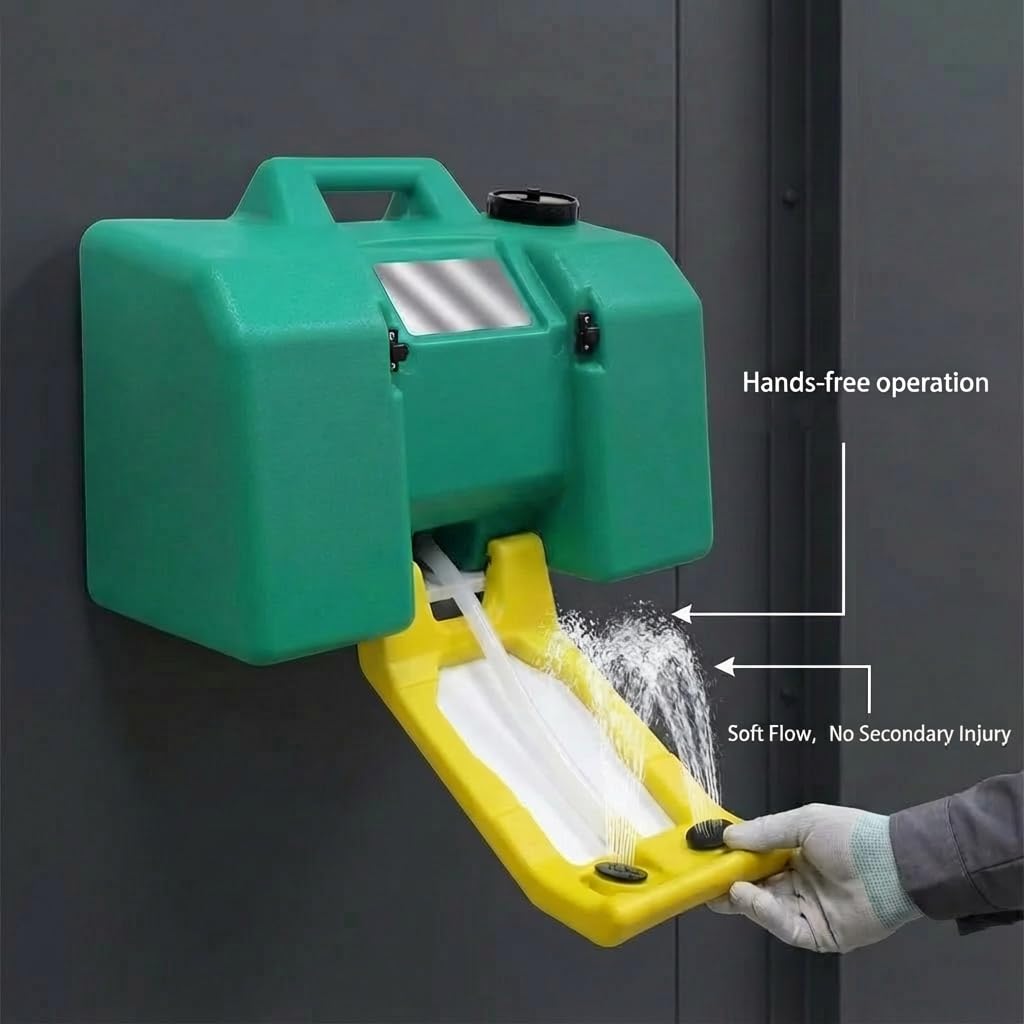 GOL-SIV Portable Eyewash Station - 8Gallon Eye Wash Stations Wall Mounted,OSHA-Approved Emergency Eyewash Station Unit,Lasting for 10 Minute,with Mirror&Dual Spray(30L)