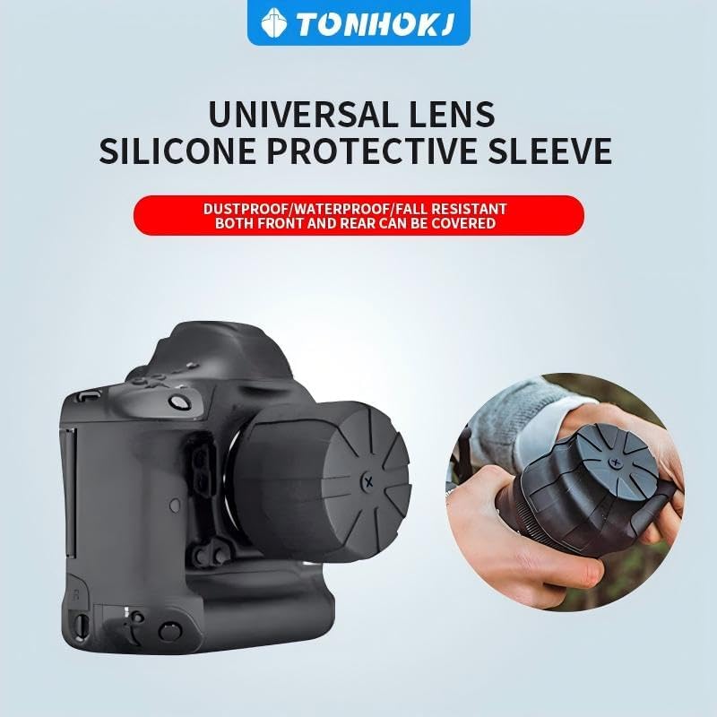 TONHOKJ 99% Universal Lens Cap, Fits DSLR & Mirrorless Camera Lenses, Silicone Lens Cover with Element Proof