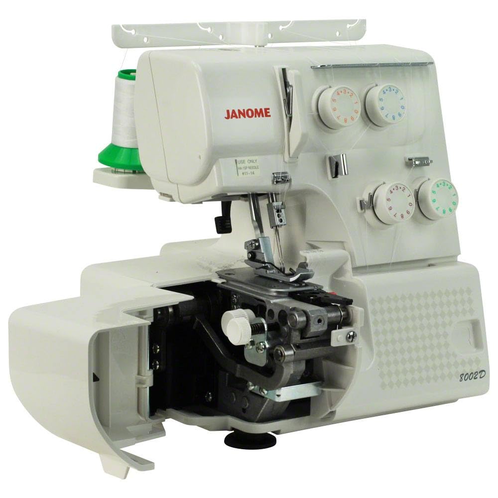 Janome 8002D Overlock Machine - 3/4 Thread Serger Sewing Machine with Differential Feed System for Extra-Smooth Seams, Janome Serger with 1300 Stitches Per Minute and Easy Threading