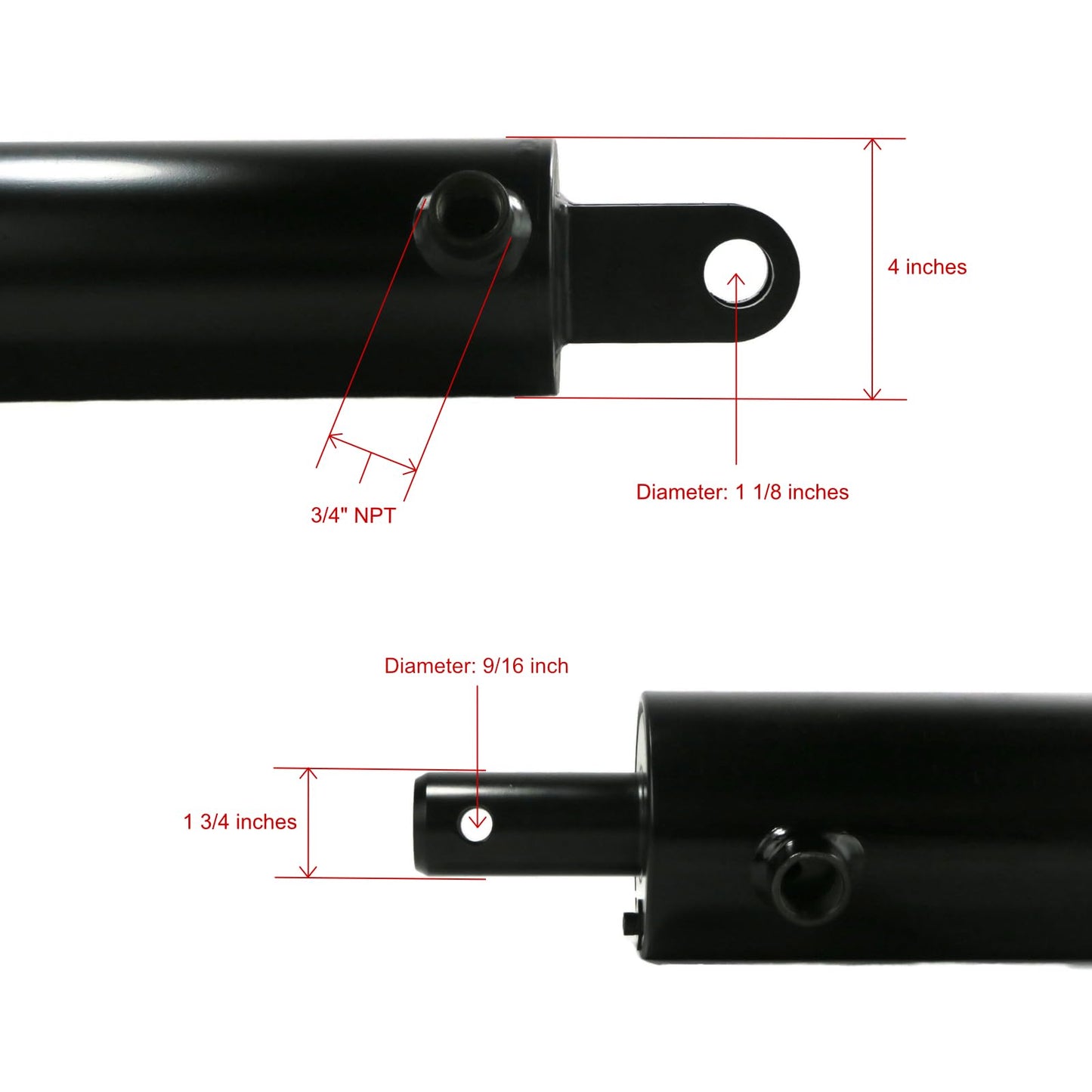 The ROP Shop Universal Hydraulic Cylinder, 4" Bore x 24" Stroke for 22-25 Ton Log Splitters