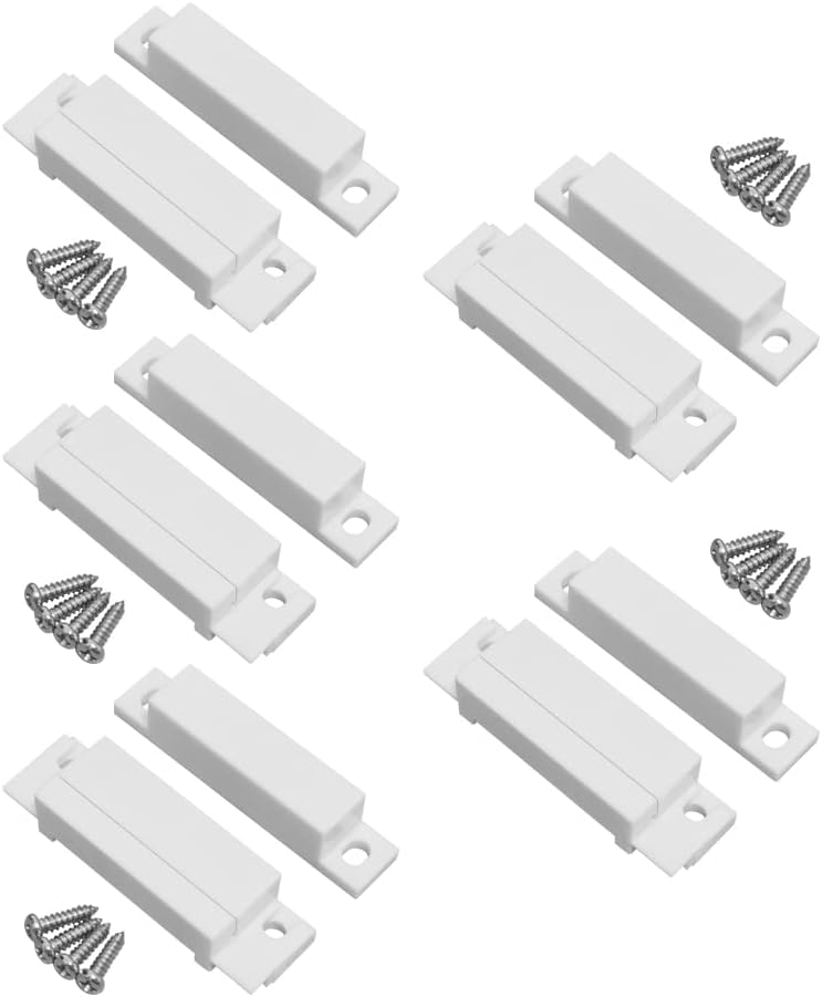 WESUA 5 Pack Surface Mounted NC Magnetic Door Contacts Switch Sensor for Alarm