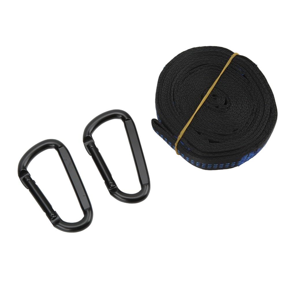 with Carabiners – 2M Heavy-Duty Adjustable Suspension Straps for Outdoor Camping, Backyard & Aerial Yoga, Includes 2 Steel Carabiners & Storage Bag