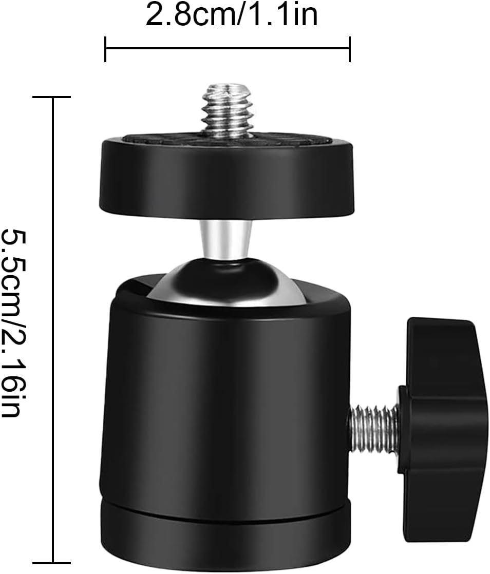 Generic 1/4" (2 Pack) Mini Ball Head, Swivel Mini Ball Head Screw Tripod Mount for LED Video Light, Microphone
