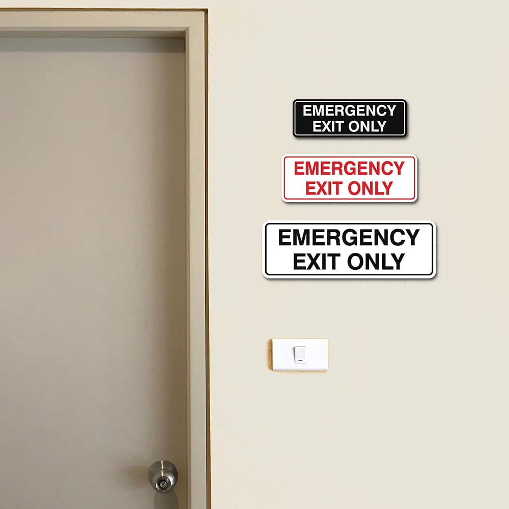 Signs ByLITA Standard Emergency Exit Only Sign - Easy Installation | Durable Wall or Door Sign (Brushed Silver) - Large
