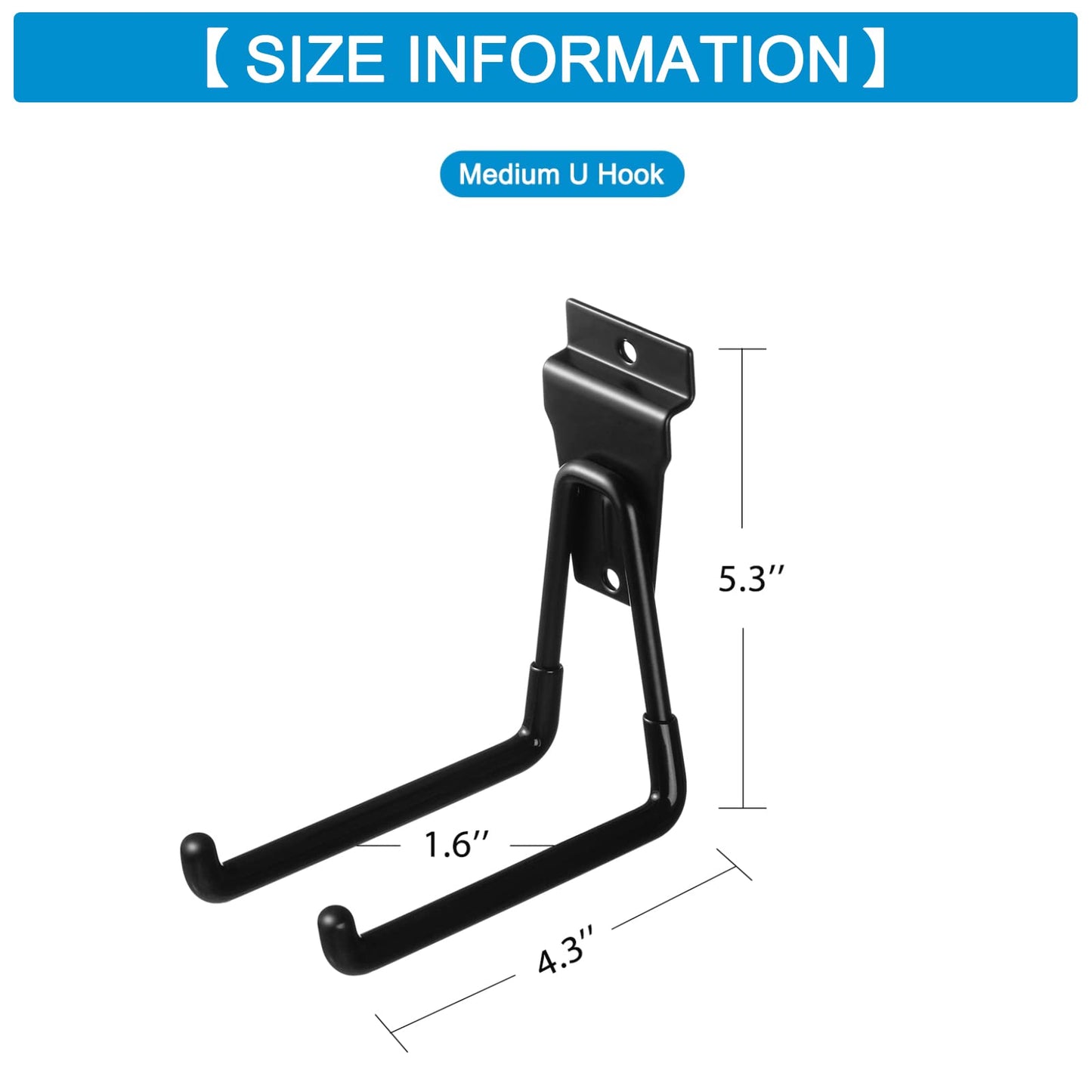 PYBTOOL 4 Inch Slatwall Hooks - Heavy Duty Slatwall Accessories for Garage, Black (10 Pack)