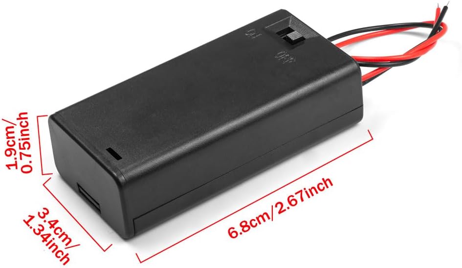 LampVPath (Pack 2 2 2X 1.5V of AA Battery Holder with Switch, AA Battery Holder Case with Wire Leads and ON/Off Switch