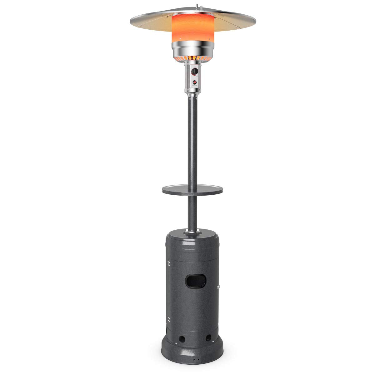 Tangkula 50,000 BTU Propane Patio Heater with Wheels, Outdoor Heaters for Patio with Shelf Tabletop, Stainless Steel Burner, Auto Shut Off & Tip-Over Protection, Portable Patio Heaters for Outdoor Use
