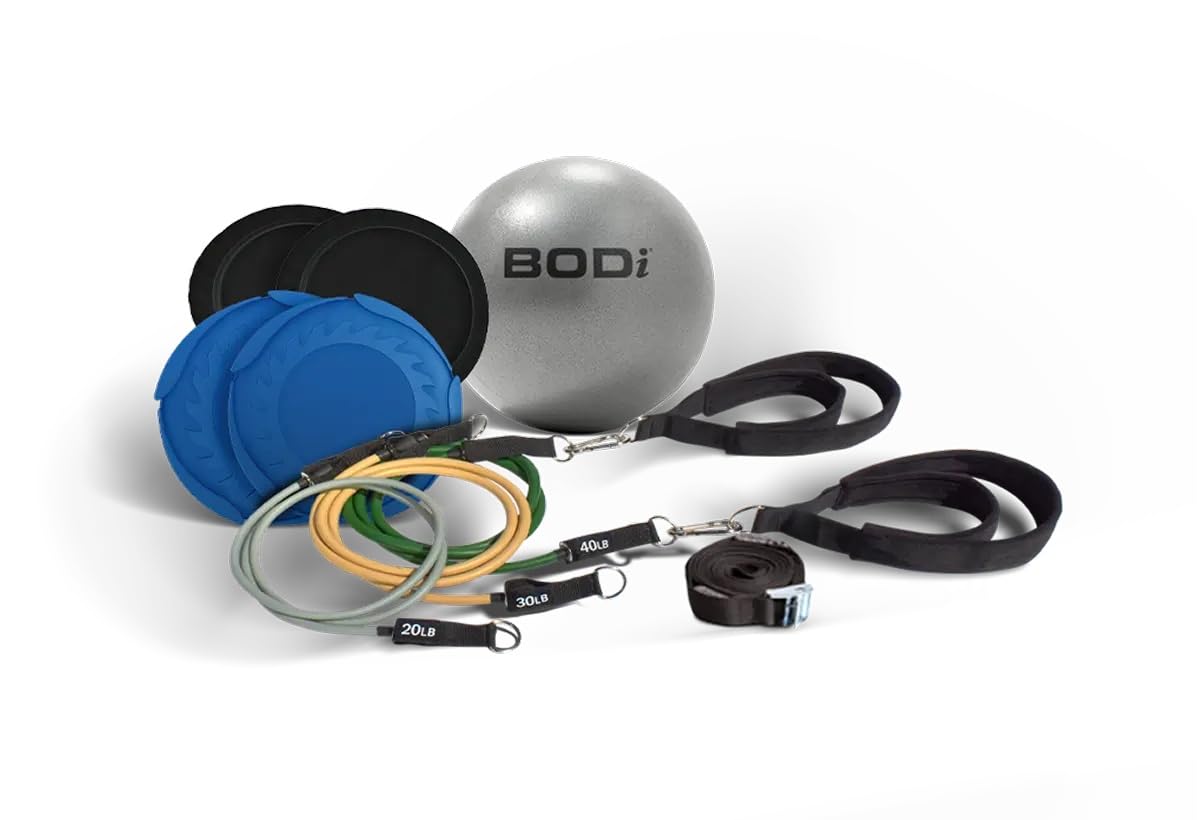 Track Pilates Home Workout Kit – Full-Body Resistance Band System with Door Anchor, Pilates Straps, Core Ball & Slides with Booties – Strength Training & Core Sculpting Set, At-Home Fitness Equipment