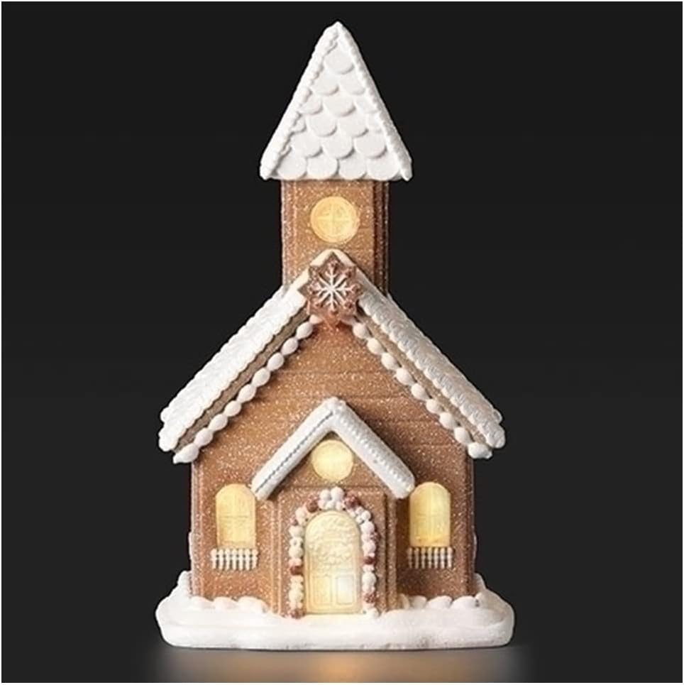 Roman Lighted Church Gingerbread Collectible Building - 15-Inch Christmas Decoration