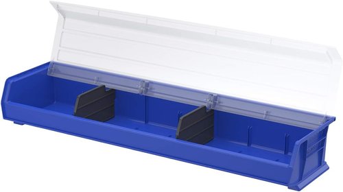 Akro-Mils Plastic Storage Bins - Durable Hanging & Stacking Containers | Blue, 9" x 33" x 5" (4-Pack)