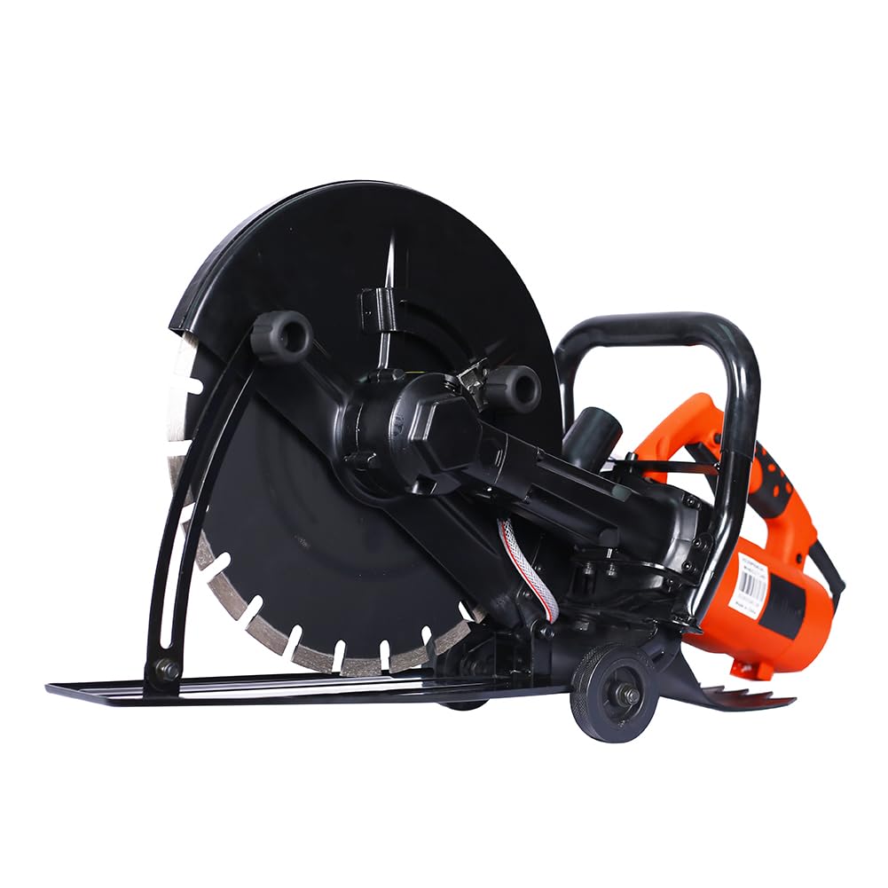 14 Inch Electric Cutter Portable Circular Concrete Saw Blade Cut Off Saw Power Angle Cutter Wet/Dry Concrete Saw Cutter Guide Roller with Water Line Attachment For Granite Porcelain Wood Stone