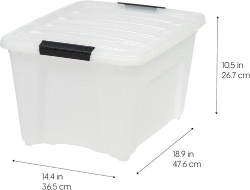 IRIS USA 32 Qt Stackable Storage Bins - BPA-Free, Durable Lids & Secure Handles - 6 Pack in Pearl