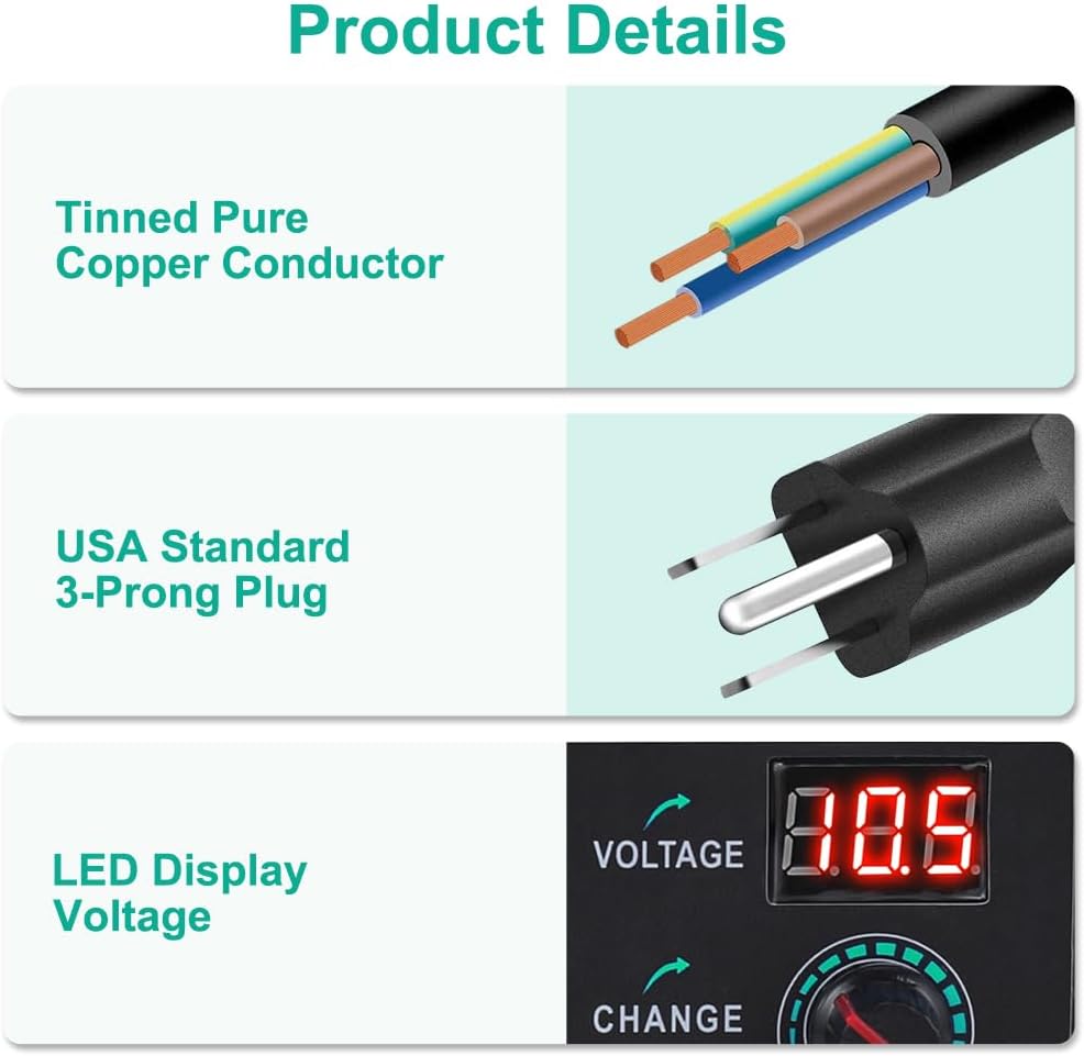 Wefomey 3V~24V 3A 72W 3V 5V 9V 12V 18V 20V 24V 100V-240V 14 4-Way Universal Power Supply Adjustable Variable AC/DC