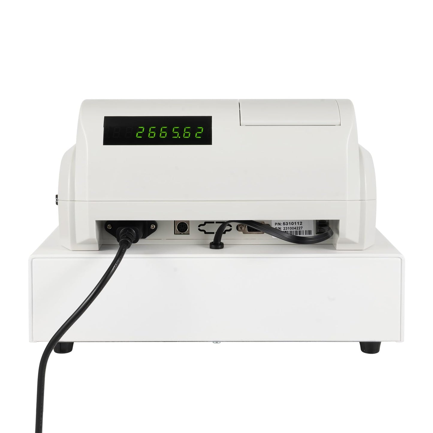 GUEYYSAN ECR100 Electronic Cash Register, 47 Keys Cash Register with High-Speed Thermal Print Head 9-Character LED Register White for Supermarket Shopping Mall Restaurant