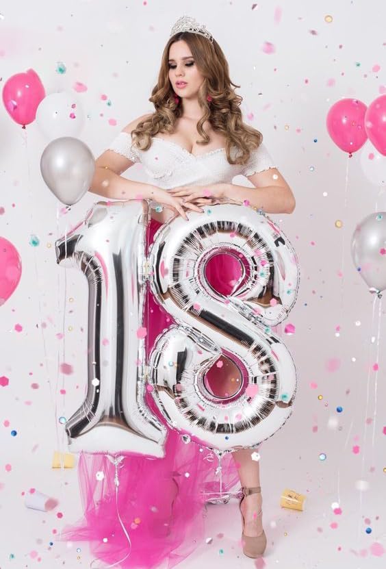 Number 15 Balloon by Silver | 40-Inch Silver Birthday Decoration for 15th Birthday Party