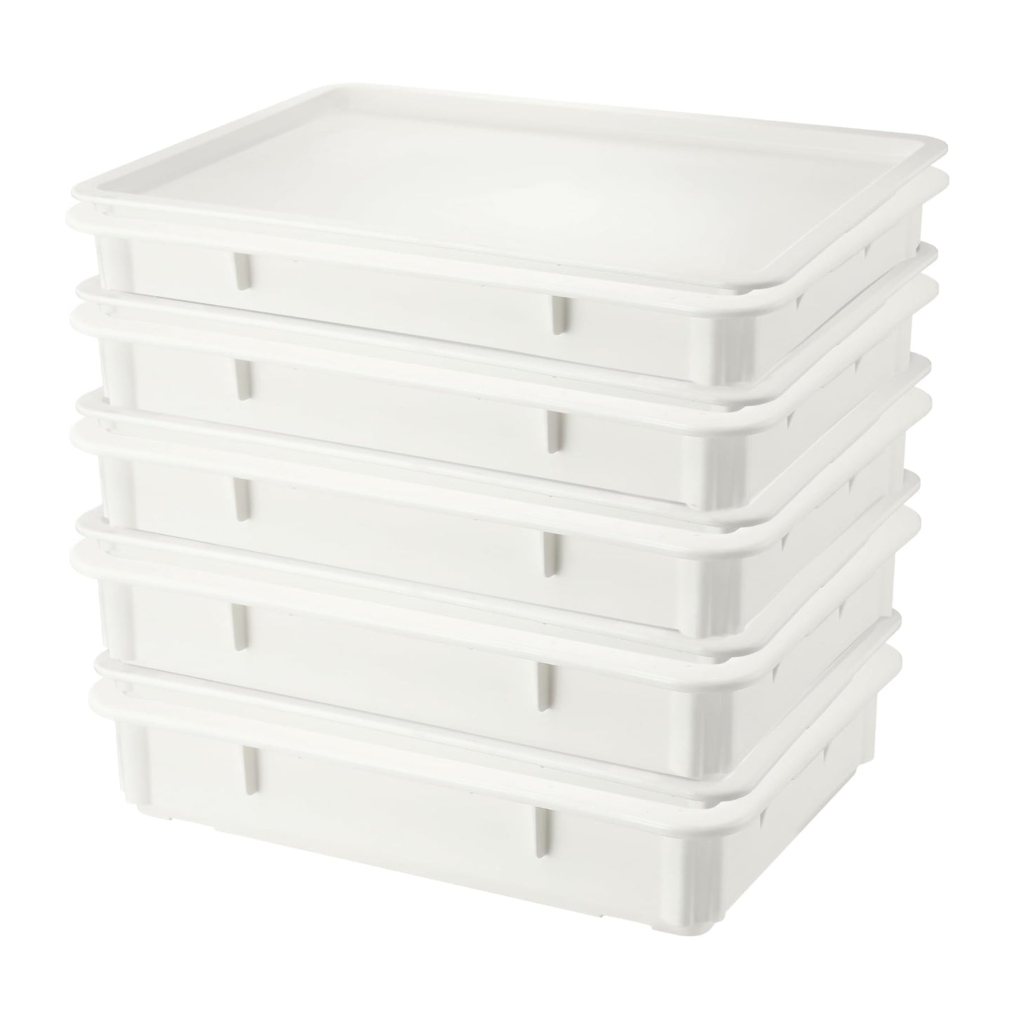 SHUNYILONG Pizza Dough Proofing Box 5-Piece Set - Stackable Dough Boxes with Lids (17.84" D x 12.8" W x 7.8" H) & Bakery Storage Containers for Bread, Sourdough - Commercial Food Prep