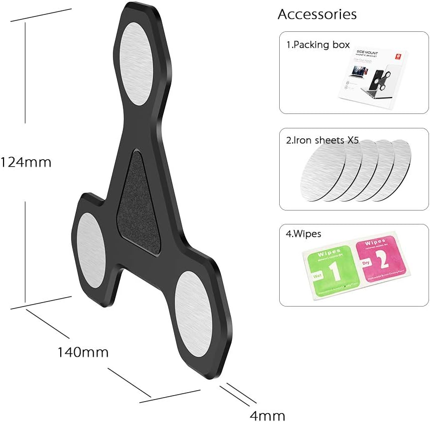 xcivi Magnetic Laptop Side Mount Bracket - Dual Screen Holder for Tablets & Smartphones (Black)
