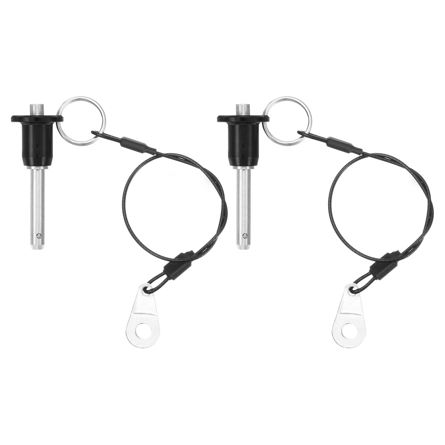 uxcell 2 Pcs Quick Release Pin, 1/4" x 1.42"(Dia. x L) Ball Locking Pin with Push Button 304 Stainless Steel Ring Handle Locking Pin with Wire for Audio Bimini Top Marine, Silver
