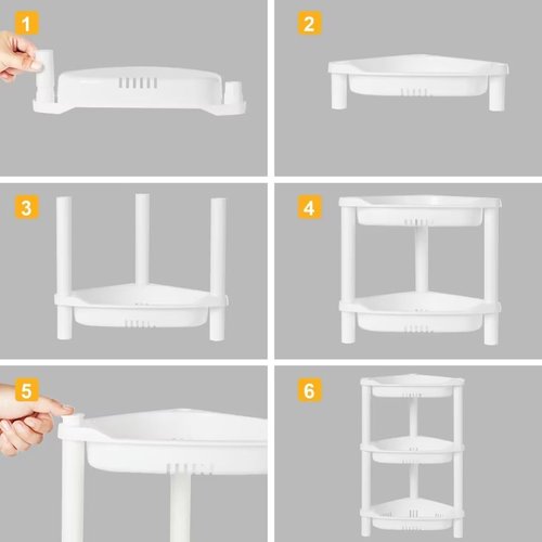 ELYKEN Shower Caddy Organizer - 4 Tier Rustproof Plastic Shelf for Bathroom | 14.4 x 11.2 x 31.5 Inches, White