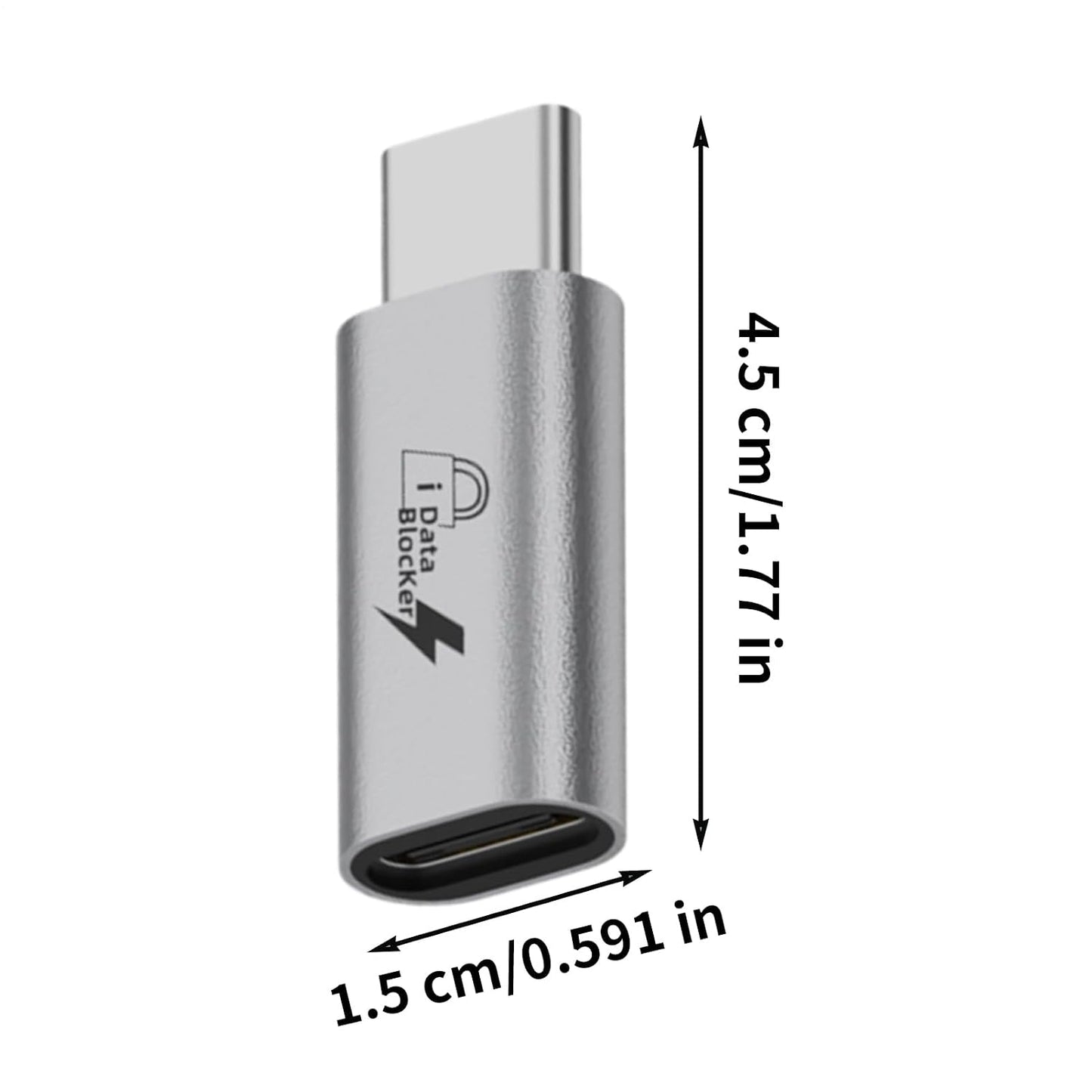 Generic 2.5x1.5cm USB Data Blocker, Aluminum Alloy Anti Juice Jacking Adapter Type-C to Type-C USB Protector Charging