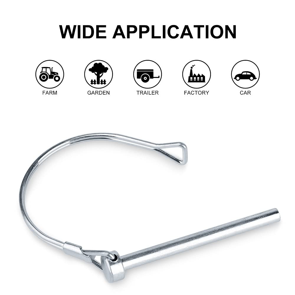 Comonc 10 PCS Safety Coupler Pin Pto Pin Shaft Locking Pin 1/4 pin Hitch pin Round Wire Lock Pin 1/4" x 2-3/4" for PTO,Farm,Lawn,Hitches,and Garden
