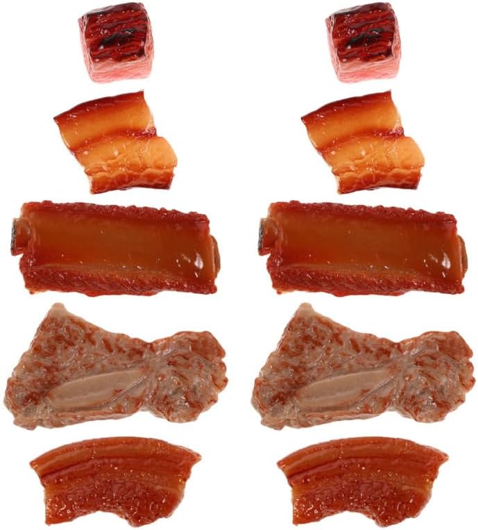 10Pcs Fake Meat Pork Ribs Artificial Food Props Lifelike Meat Fake Food for Kitchen Display Restaurant Cabinet