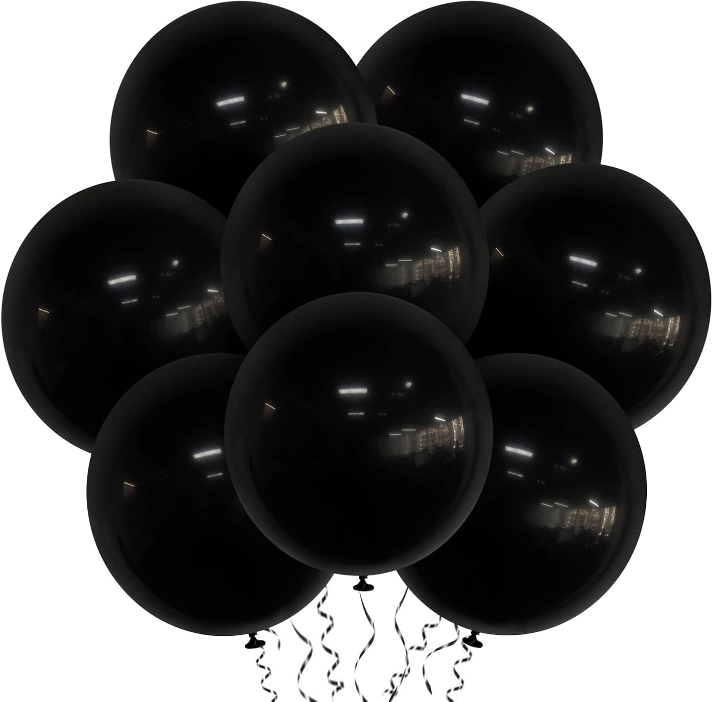 Skiennix 18-Inch Black Latex Balloons - 20 Pack of Thick, Large Round Helium Balloons for Parties & Events