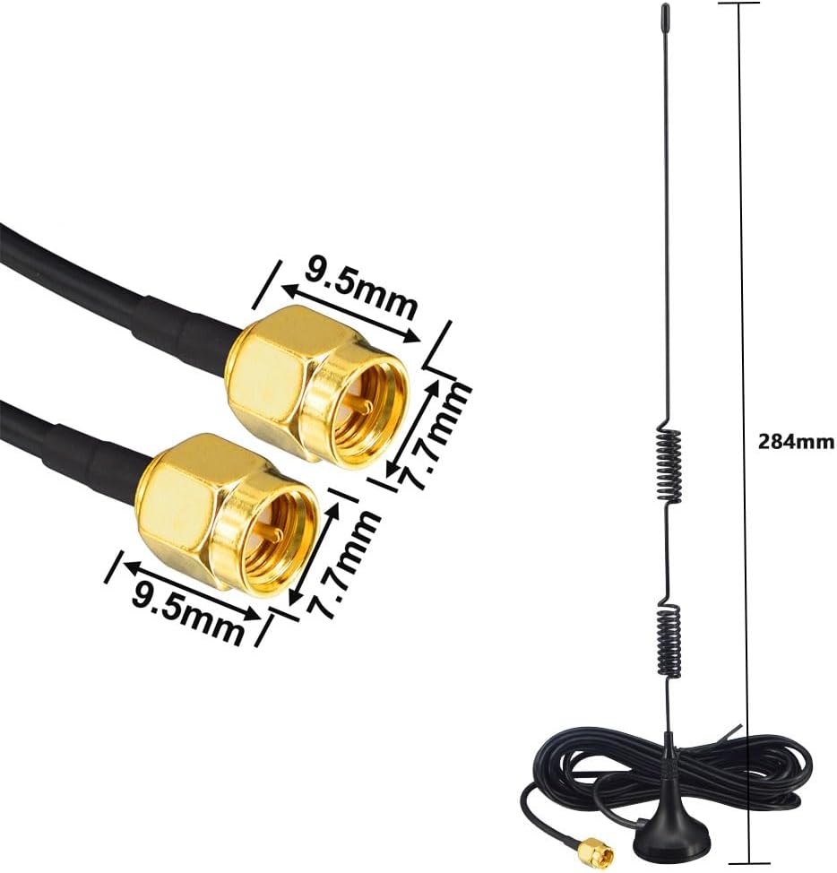 Kaunosta 900-1800MHz/Compatible 978MHz&1090MHz, Receiver/6DBi 1.5M ADS-B SDR Radio Antenna with for SDR, FPV, Ham Radio
