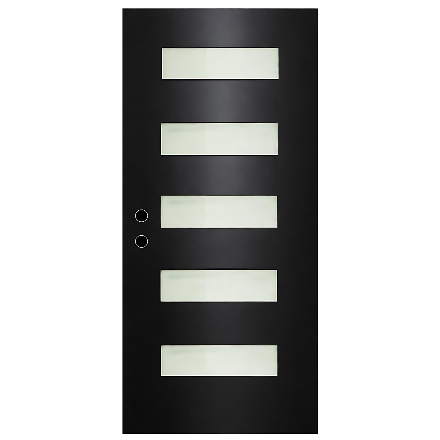 36'' x 80'' Fiberglass Door Slab, Actual Size 35-3/4''x79'', Black Exterior Door Slab with Pre-Cut Hinge Mortises and Lockset Hole, Right-Hand Inswing/Outswing, Smooth Finish and 5 Lite Frost Glass