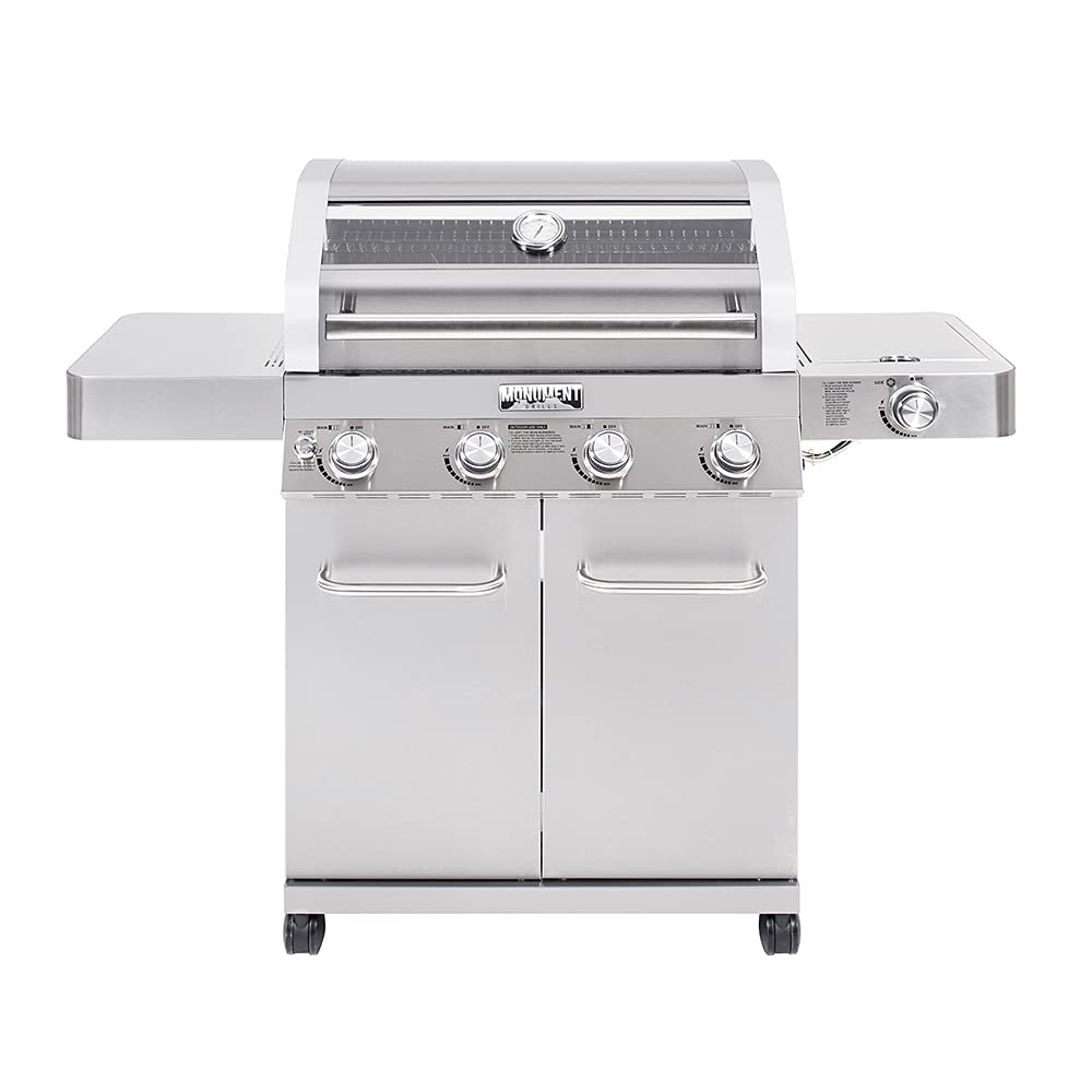 Monument Grills Larger Convertible 4 Burner Natural Gas Grill Stainless Steel Cabinet Style Propane Grills, LED Controls,Side Burner(Without Conversion Kit)
