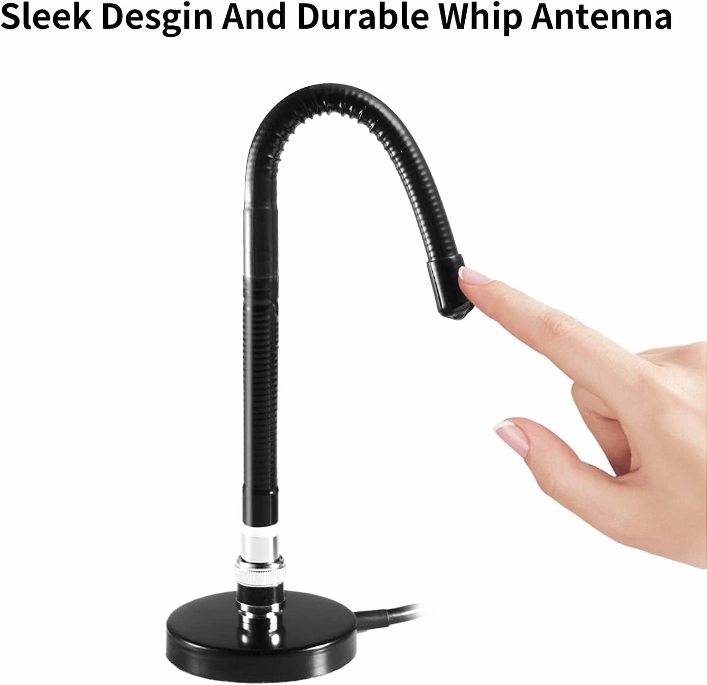 eifagur 27MHz PL-259 Long Range Soft Whip Magnetic Base CB Radio Antenna with BNC Male Connector for Cobra Midland