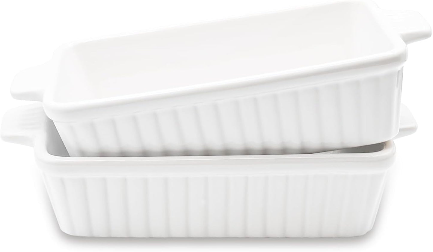 Skiennix 30 Oz Small Baking Dish - Durable Ceramic Casserole Dish with Double Handles | 7x4.5 Inch, White