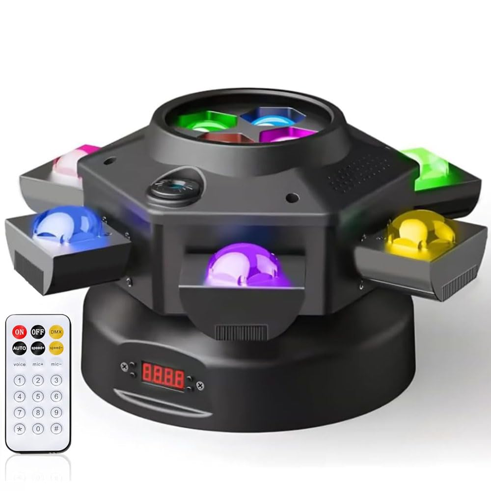 LED Six Arms Effect Light, Moving Head DJ Lights 150W DJ Laser Light 6 Arms Party Lights RGBW 4 in1, DMX512 Sound Activated with Mixed Stage Lighting Effects for Parties Disco Club Bar KTV Wedding