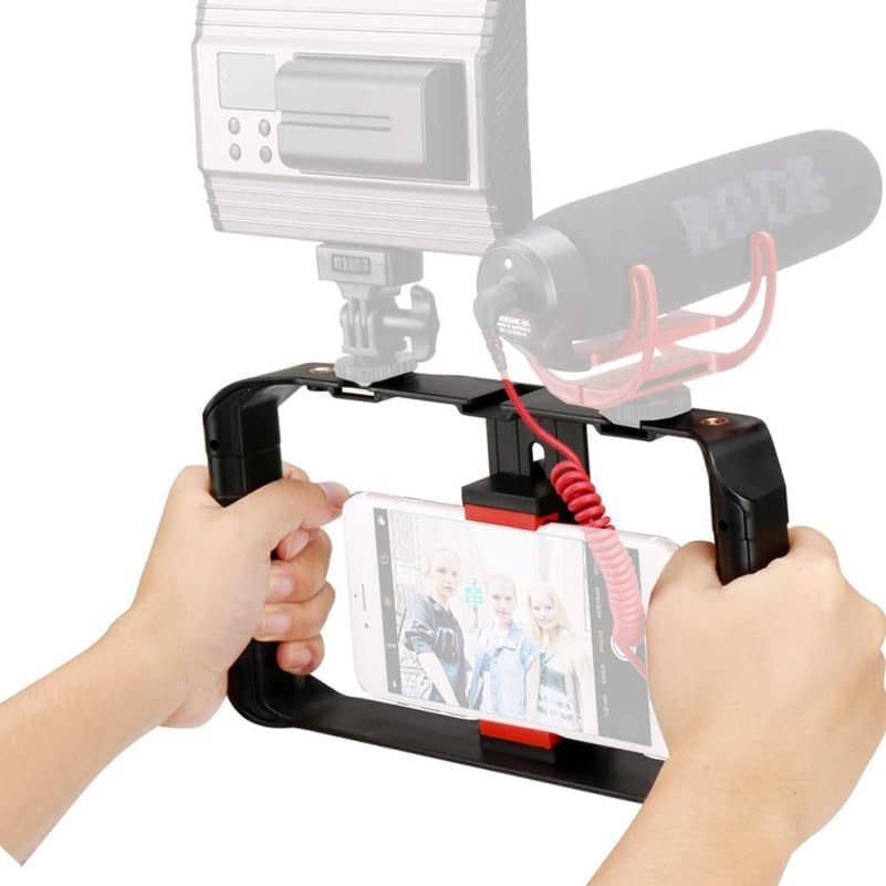 ARTIBETTER Filmmaking 9.84X5.11X1.57In Mobile Phone Video Rig Handheld Camera Holder with Cold Shoe Mounts