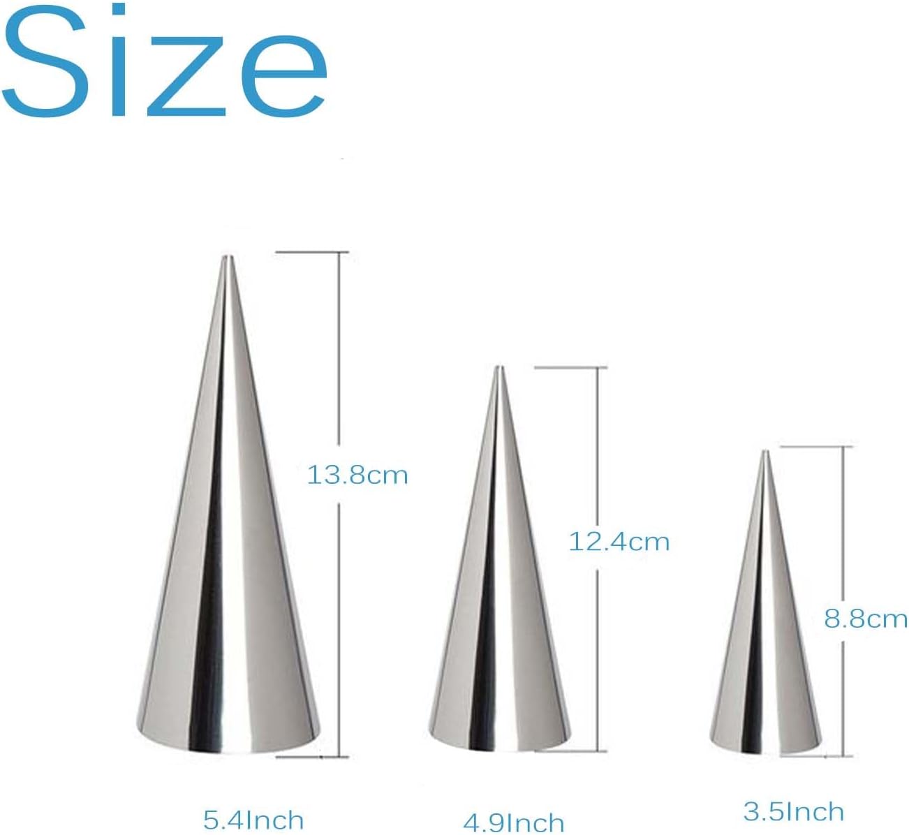 Skiennix Cream Horn Molds - 12 Pcs Stainless Steel Baking Cone Set | 3 Sizes (3.5"/4.9"/5.4")