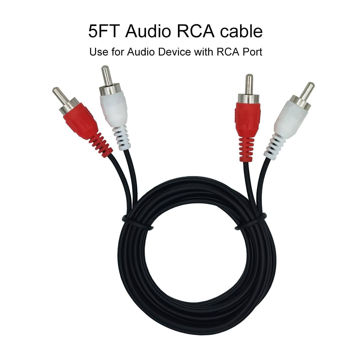 AILTECK 5FT 2-Male 2-Male RCA Audio Cable, to RCA Stereo Cable Compatible for Speaker Amplifier Gaming Consoles Car