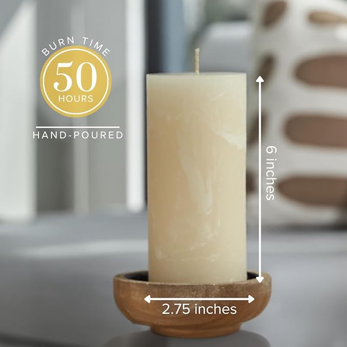 Simply Soson Citrus Scented Candle Set - 3x6 Ivory Pillar Candles for Home Aromatherapy Gift