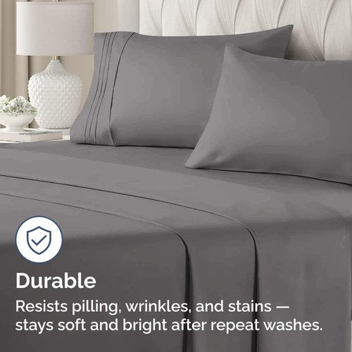 King Standard Pillow Cases - Soft Hotel Quality Pillowcase Covers - 4 Piece Set in Dark Grey | Machine Washable