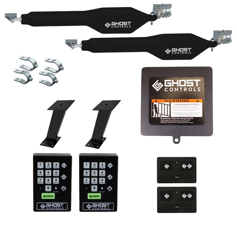 Ghost Controls Heavy Duty Dual Automatic Gate Opener with Dual Premium Wireless Keypads