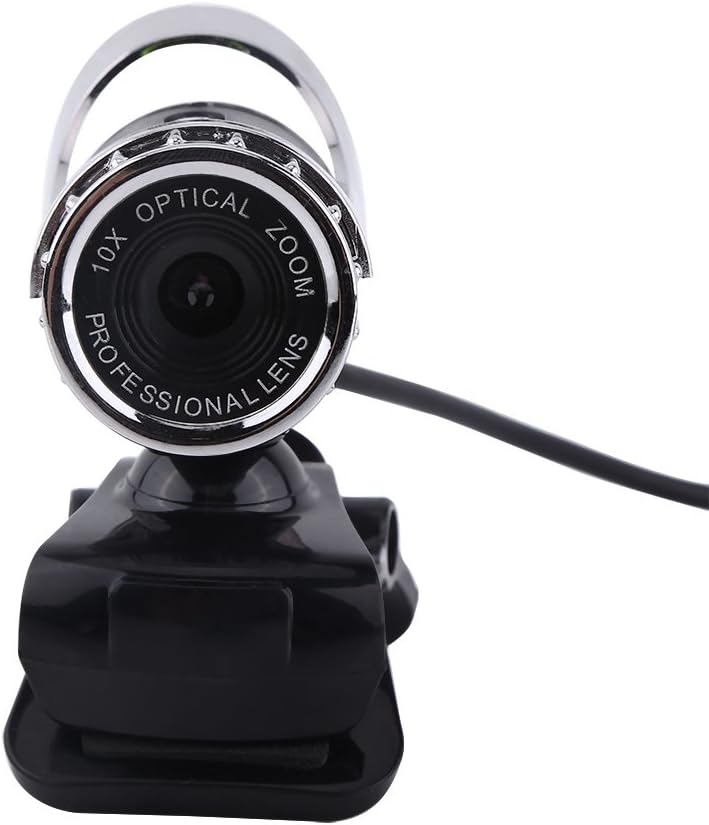 12M 360 20 Web Camera with HD Video Rotating Stand Built-in Microphone Compatible with PC and Laptop Silver Clip On USB