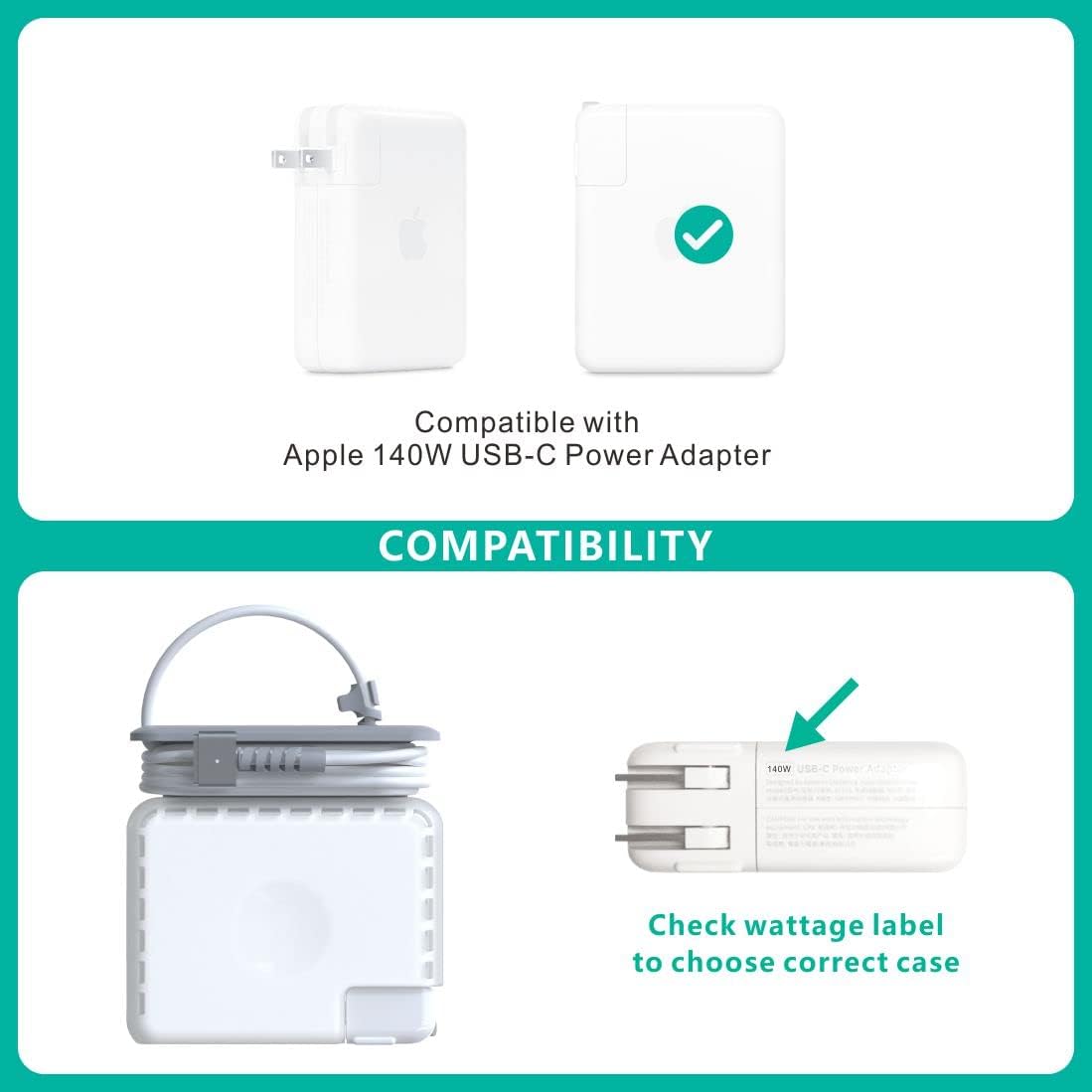 TATOFY 140w Macbook140w 140W Case for Apple Charger Charger Case Organizer Travel Cord Organizer MacBook Accessories