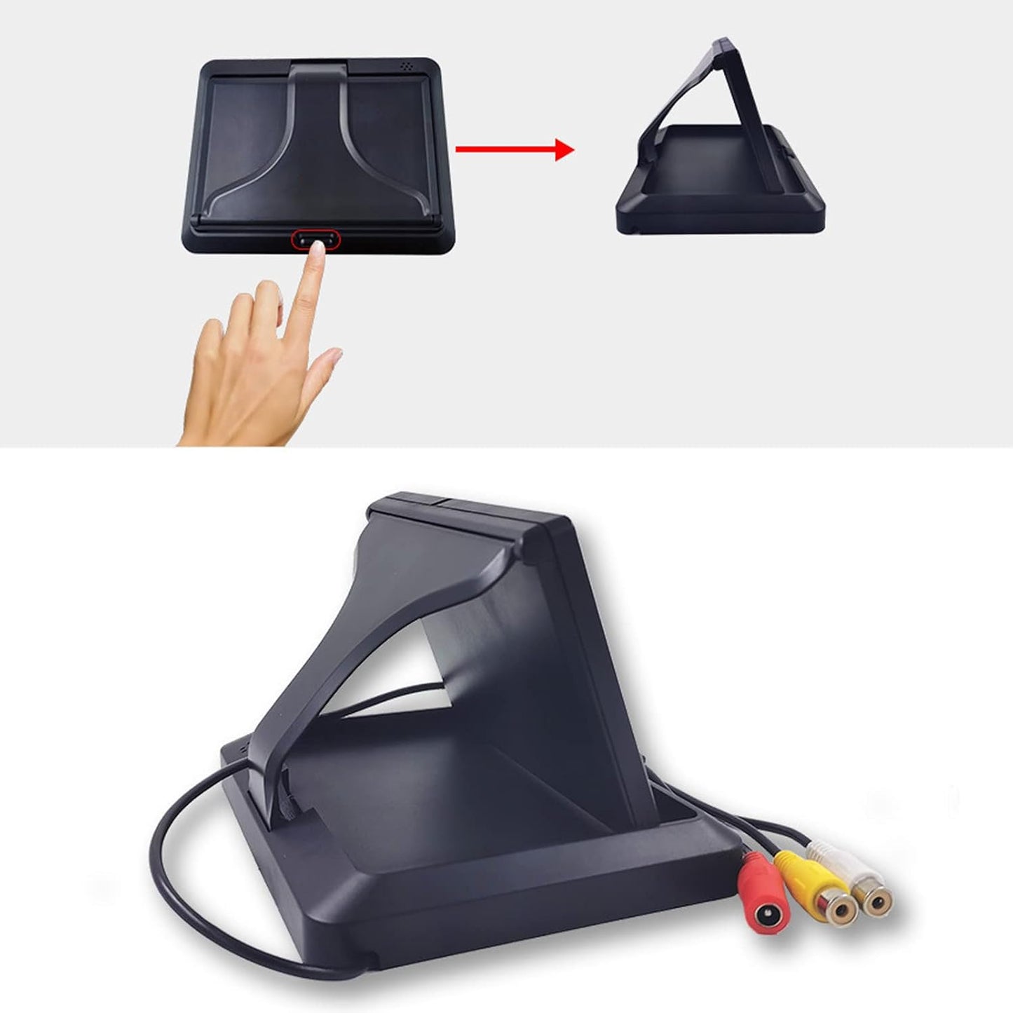 B-Qtech 5 inch V1/V2 12V/24V Foldable TFT LCD Backup Camera Monitor only Rear View Reverse Display Screen, Two Video