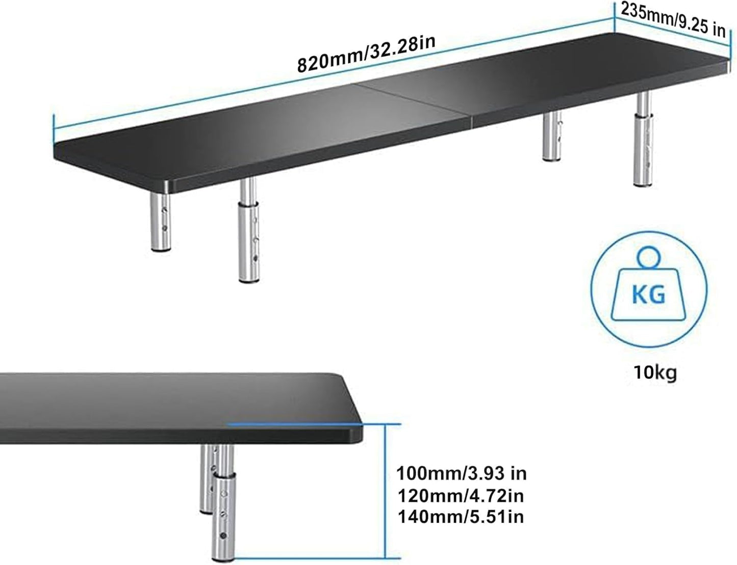 3 Notebook(MST016L) suptek Dual Monitor Stand Riser,Large Monitor Laptop Stand Riser Adjustable Heights Computer Stand