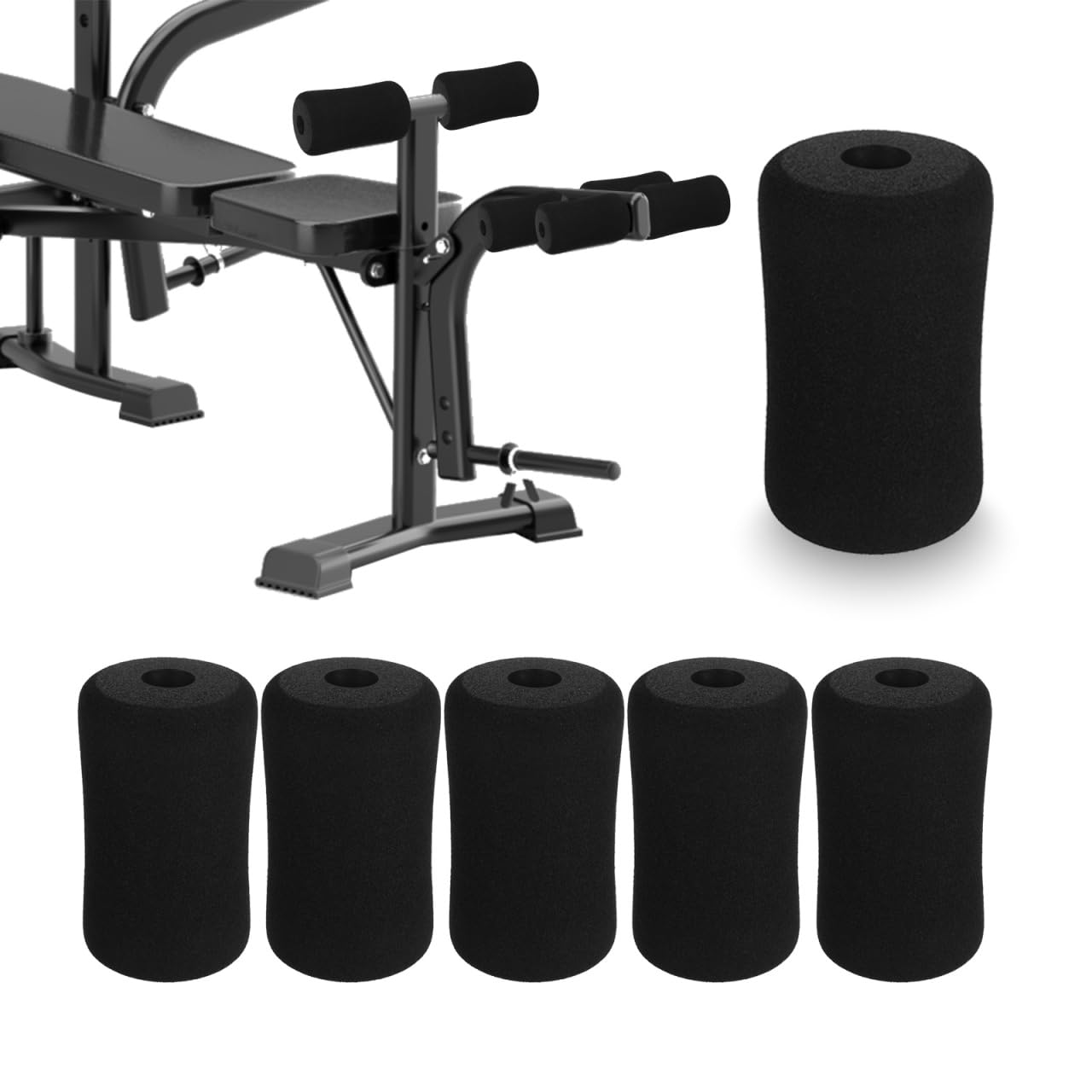 Mikikit 6pcs Foam Replacement Pads for Weight Bench Soft Leg Foam Roller Covers for Exercise Machines Universal Accessories Gym Equipment Fit for Home Workouts