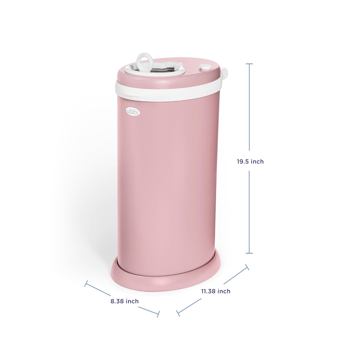 Ubbi Stainless Steel Diaper Pail - Odor Locking Design, No Special Bags Needed | Fig Blossom Color