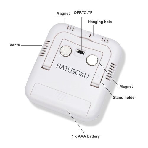 HATUSOKU Digital Thermometer & Hygrometer - Comfort Face Display, Stand & Magnet | Heat Stroke Prevention
