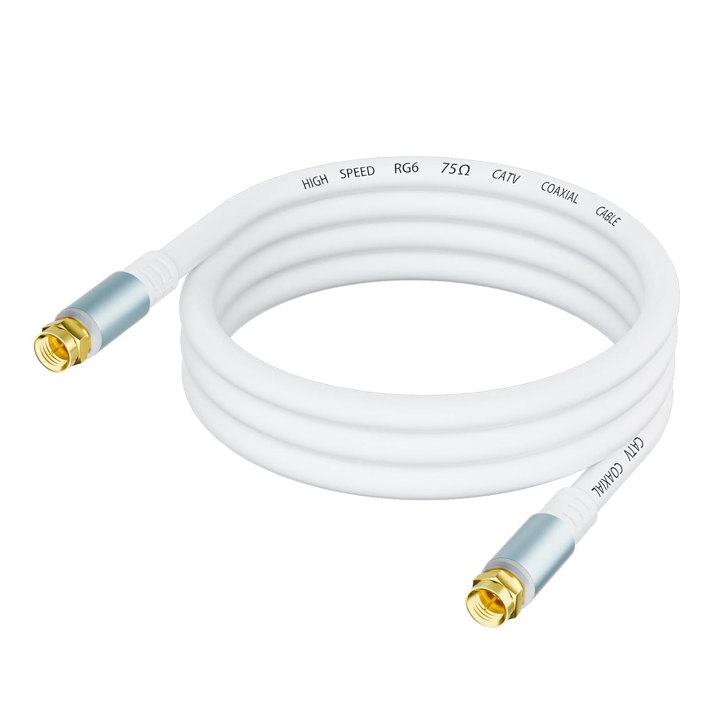 LDKCOK 3ft RG6 75 Coaxial Cable White, Premium Ohm Coax Cable for High-Speed Internet Modem, Cable TV Antenna