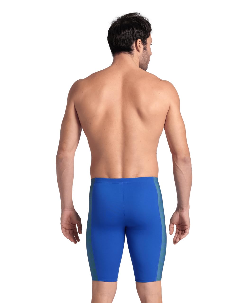 ARENA Performance Men's Abstract Tiles Swim Jammer MaxLife Athletic Practice Knee-Length Swimsuit Short Competitive Training Bathing Suit, Royal/Team Royal Green, US Size 24