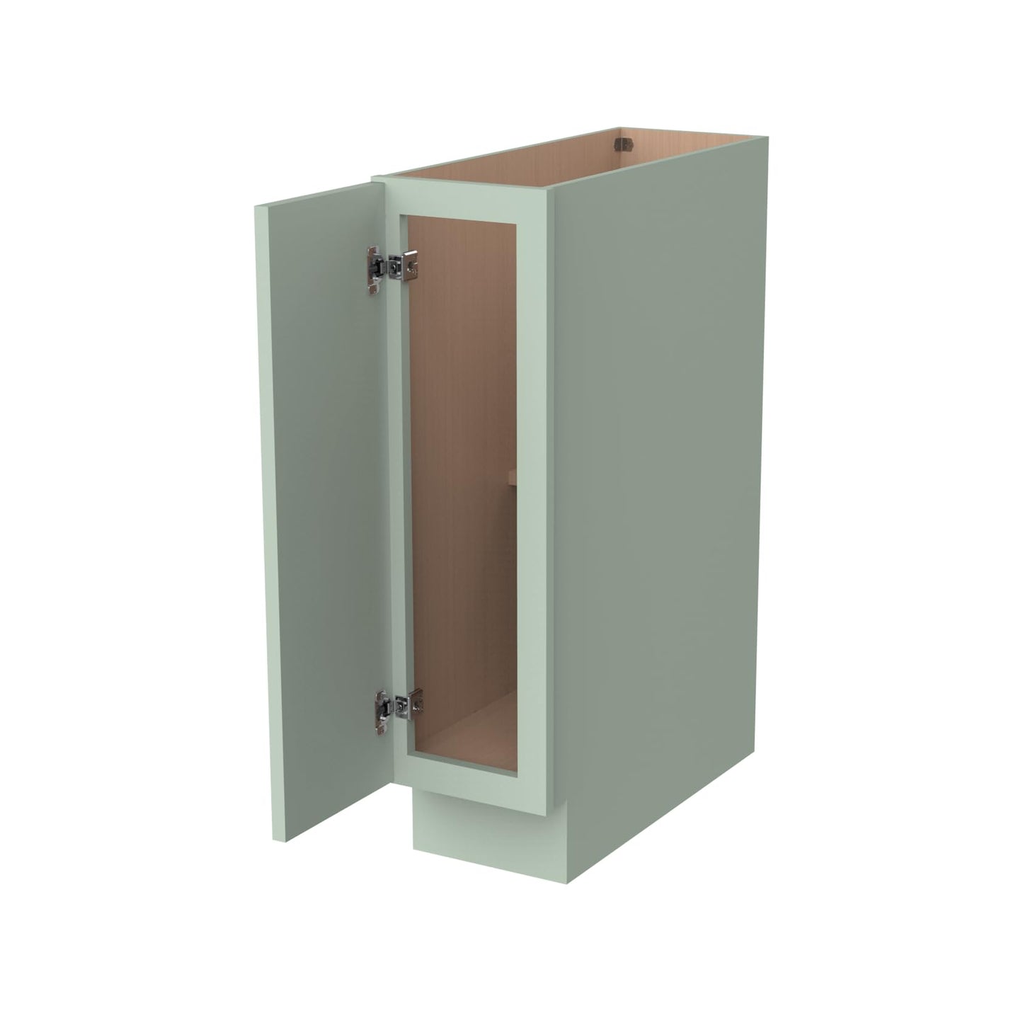 Solid Wood RTA Full High Door Cabinet Tray Base Cabinet Kitchen Grooming Organizer Utensil storage cabinet -with 1 Door 1 Shelf ( Jade Green, Cabinet:9”×24”×34-1/2”;Door:8-5/8”×3/4”×29-5/8”)